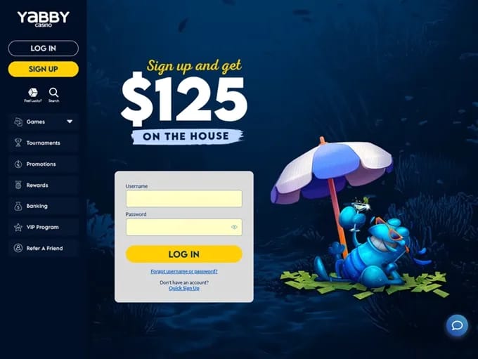 Sito Yabby Casino Italia pagina principale