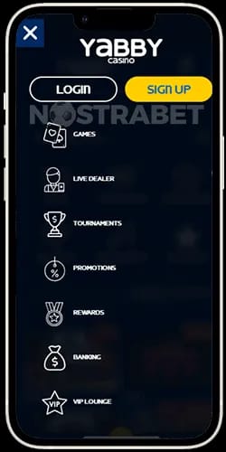 Mobiles Menü Yabby Casino für iOS
